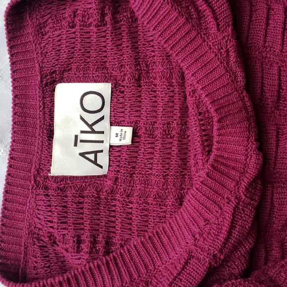 Aiko textured aline pullover sweater, magenta - Picture 6 of 6